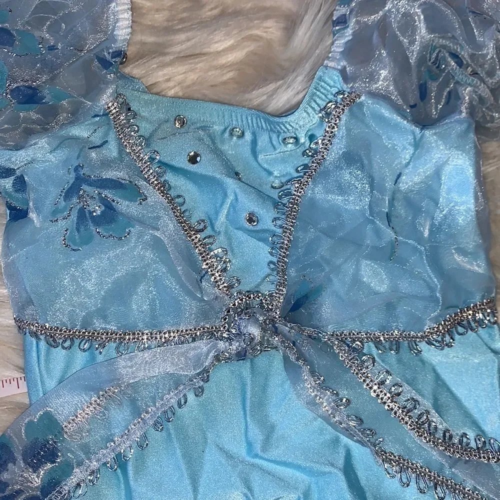 Blue and silver leotard and tulle ballet princess skirt child small halloween